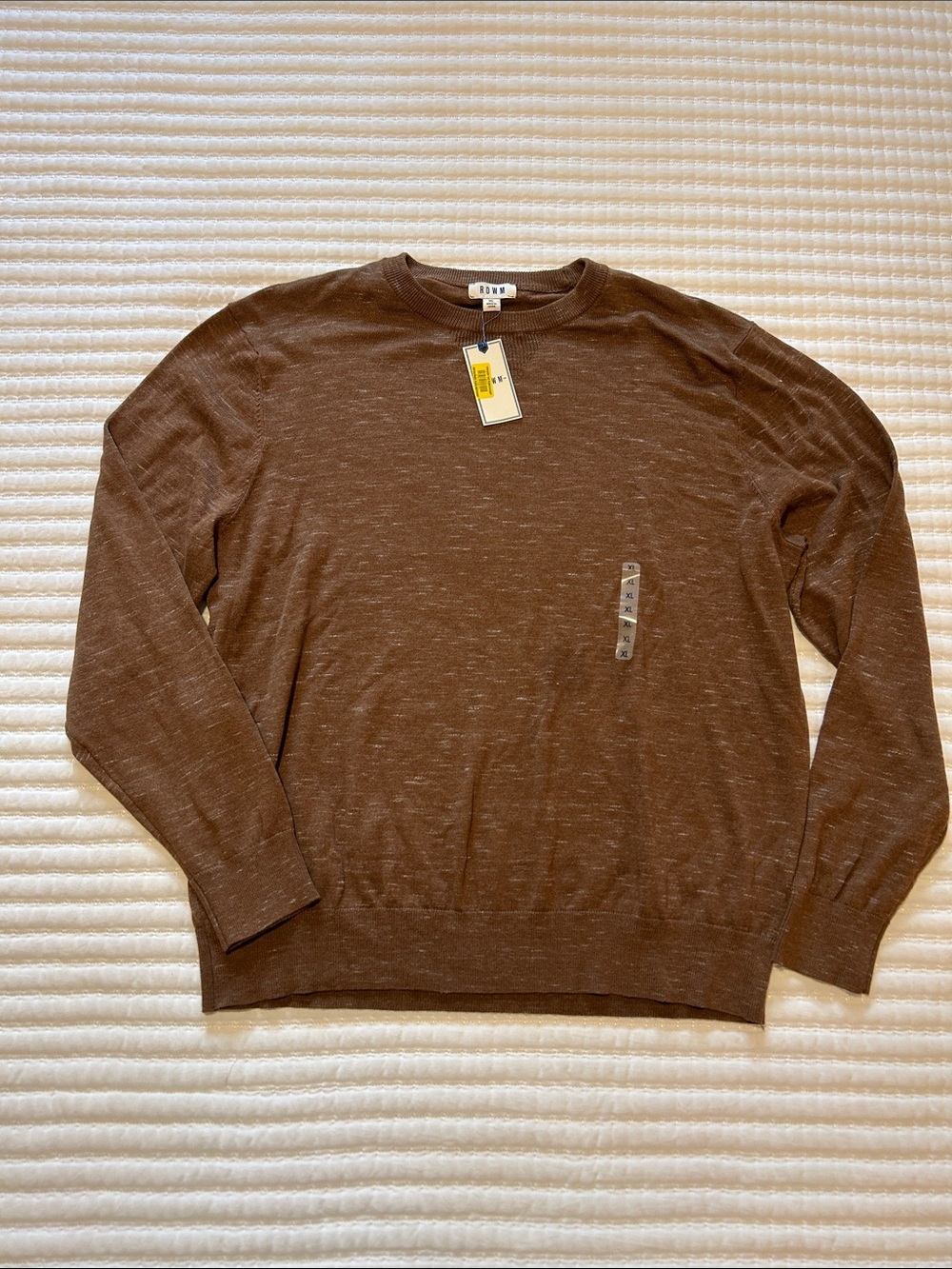 Men's Brown Crewneck Sweater by BONO - Lightweight Knit XL